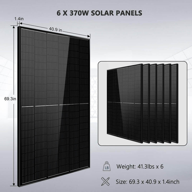 Sun Gold Off Grid Solar Kit 6000W 48VDC 120V/240V LifePO4 10.24KWH Lithium Battery 6 X 370 Watt Solar Panels SGK-PRO64