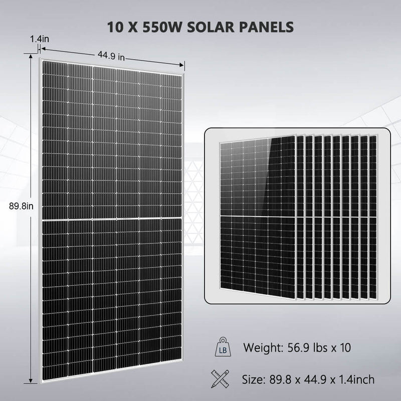 Sun Gold OFF GRID SOLAR KIT 10 X 550 WATTS SOLAR PANELS 4 X 5.12KWH POWERWALL LITHIUM BATTERY 10KW SOLAR INVERTER 48VDC 120V/240V SGM-10K20