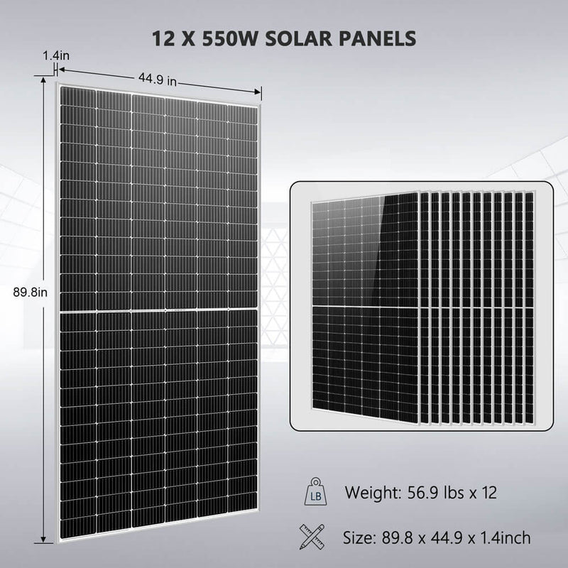 Sun Gold OFF GRID SOLAR KIT 12 X 550 WATTS SOLAR PANELS 25.6KWH LITHIUM BATTERY 10KW SOLAR INVERTER 48VDC 120V/240V SGR-10K25S