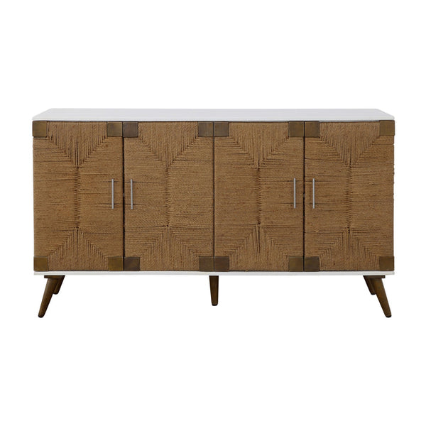 Coast2Coast Home Egret Four Door Credenza White / Jute - 92512