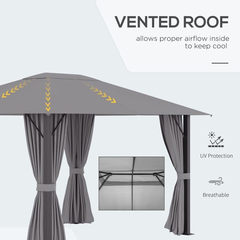 Outsunny 10' x 13' Patio Gazebo Aluminum Frame - 84C-322V01GY