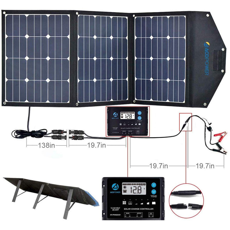 ACOPOWER 240W Foldable Solar Panel with ProteusX 20A Charge Controller