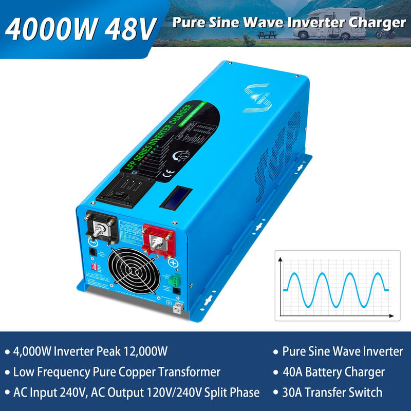 4000W DC 48V Split Phase Pure Sine Wave Inverter With Charger UL1741 Standard