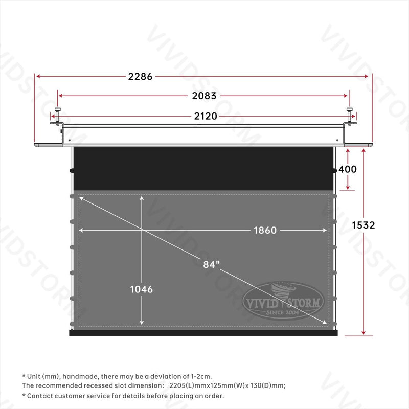 VIVIDSTORM PHANTOM Recessed In-Ceiling Motorized Tension UST ALR Projector Screen