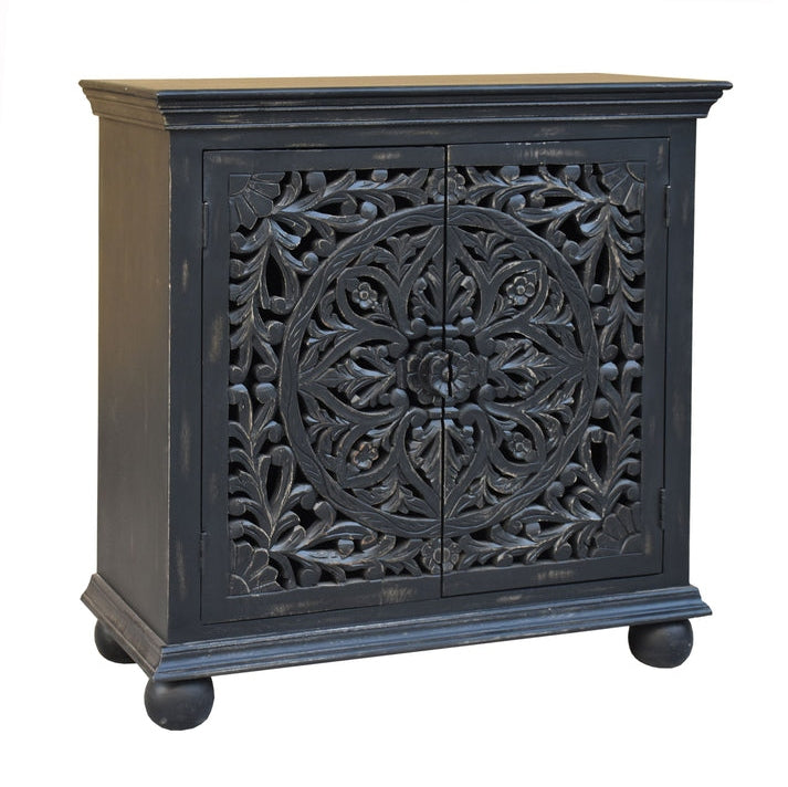 Coast2Coast Home Yasmine Two Door Cabinet Black Distressed - 73302