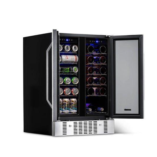 Newair - 24” 18-Bottle/58 Can Dual-Zone French Door Wine & Beverage Center AWB-360DB