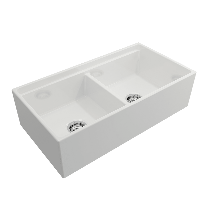 Bocchi Contempo Apron Front Fireclay 36" Double Bowl Kitchen Sink. Available in 9 Colors! - 1350-014-0120