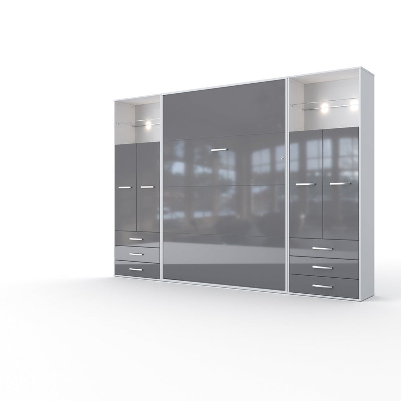 Maxima House Vertical Murphy Bed Invento. European Queen + 2 cabinets - IN160V-10W - Backyard Provider