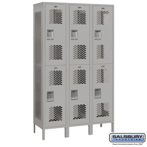 Salsbury 15" Wide Double Tier Vented Metal Locker - 3 Wide - 82365GY-U