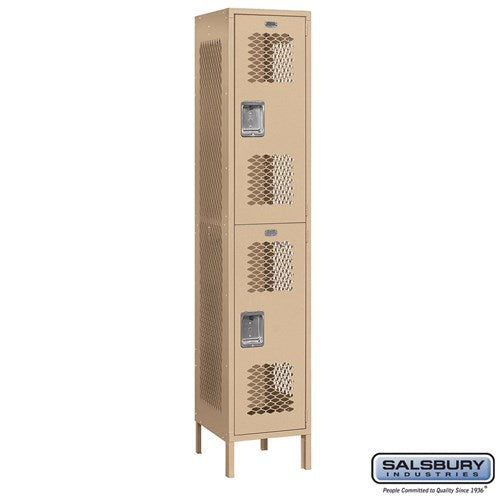 Salsbury 15" Wide Double Tier Vented Metal Locker - 1 Wide - 82165GY-U