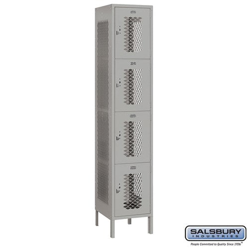 Salsbury 15" Wide Four Tier Vented Metal Locker - 1 Wide - 84168GY-U