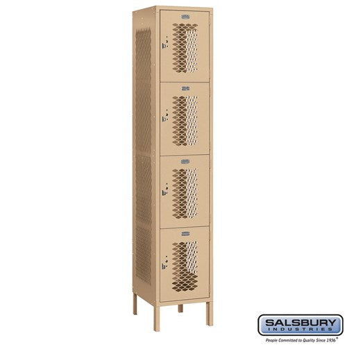 Salsbury 15" Wide Four Tier Vented Metal Locker - 1 Wide - 84168GY-U