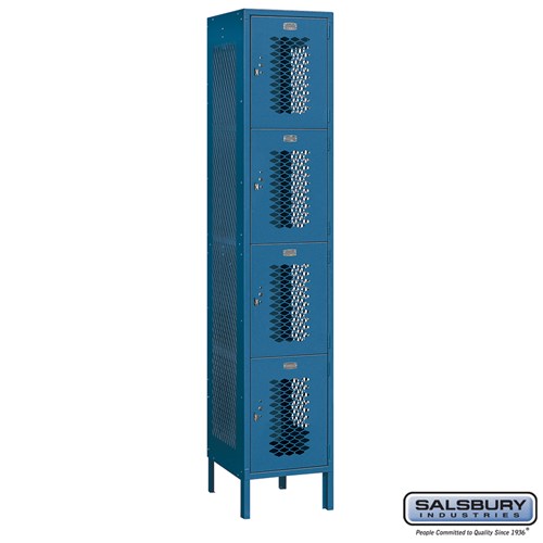 Salsbury 15" Wide Four Tier Vented Metal Locker - 1 Wide - 84168GY-U