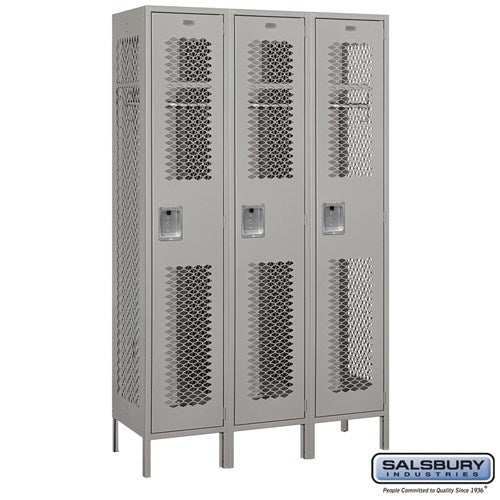 Salsbury 15" Wide Single Tier Vented Metal Locker - 3 Wide - 81368GY-U