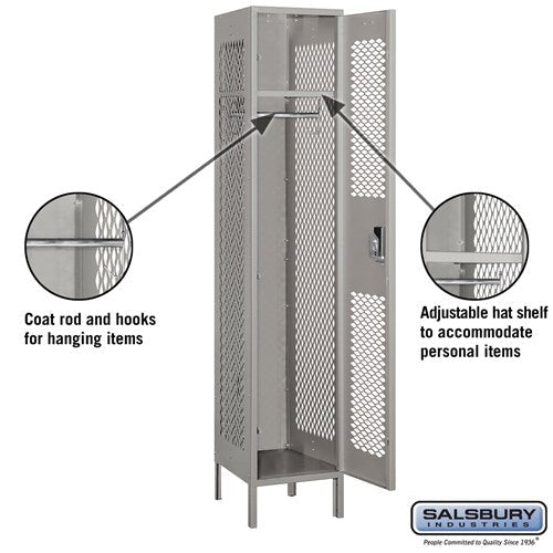 Salsbury 15" Wide Single Tier Vented Metal Locker - 1 Wide - 81165GY-U