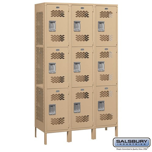 Salsbury 15" Wide Triple Tier Vented Metal Locker - 3 Wide - 83365GY-U