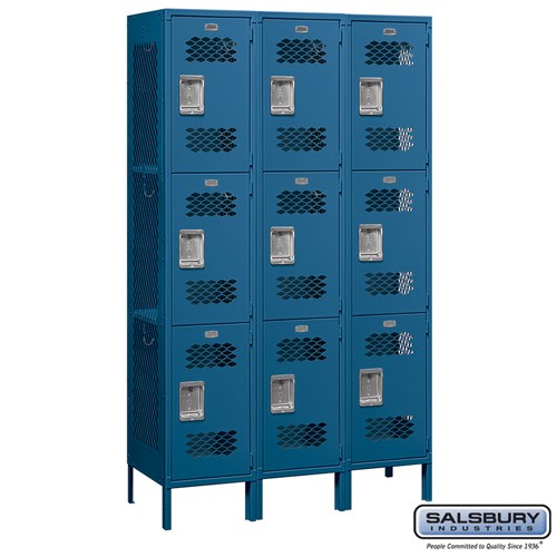 Salsbury 15" Wide Triple Tier Vented Metal Locker - 3 Wide - 83365GY-U