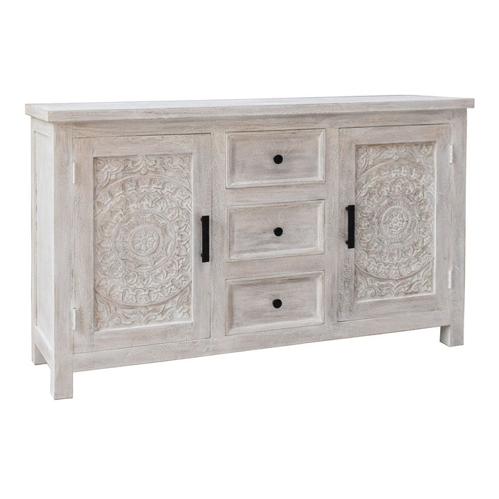 Coast2Coast Home Juliana Two Door Three Drawer Credenza Flora White Wash - 37124