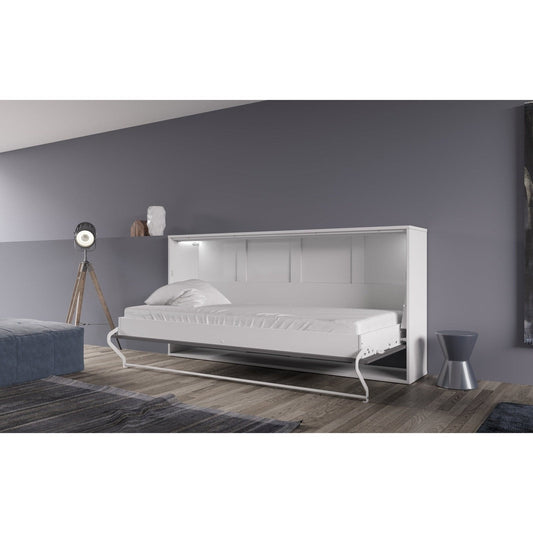 Maxima House European Horizontal TWIN size Murphy Bed INVENTO with mattress and LED - IN-06WLED - Backyard Provider