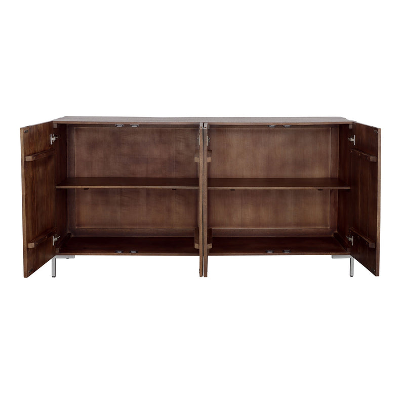 Coast2Coast Home Bahari Chatter Four Door Credenza Brown / Silver - 92502