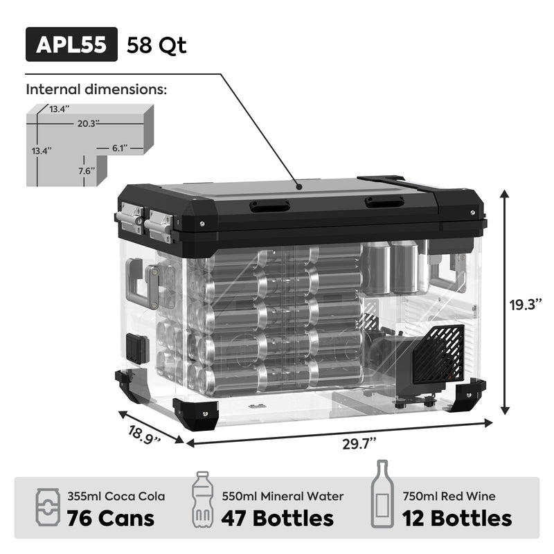 58QT APL55 Dual Zone 12 Volt Fridge Freezer with Base Trolley