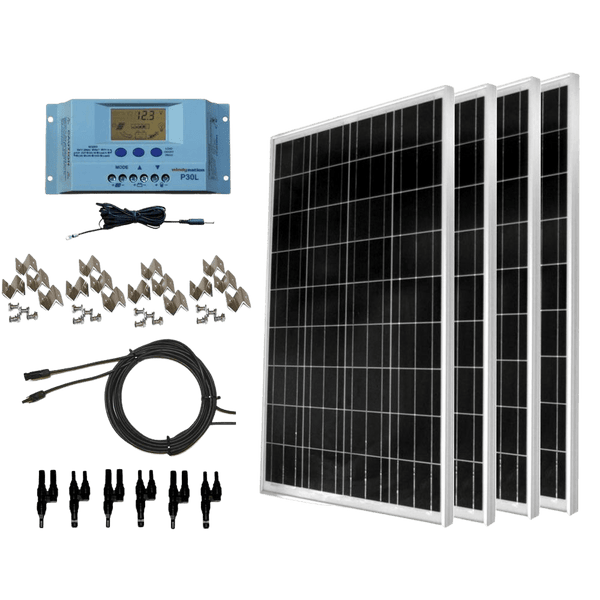 WindyNation 400 Watt Solar Panel Kit With LCD Charge Controller New - SOK-400WP-P30L