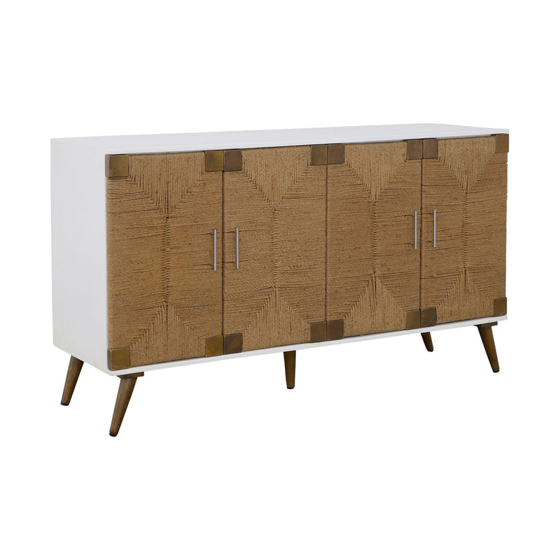 Coast2Coast Home Egret Four Door Credenza White / Jute - 92512