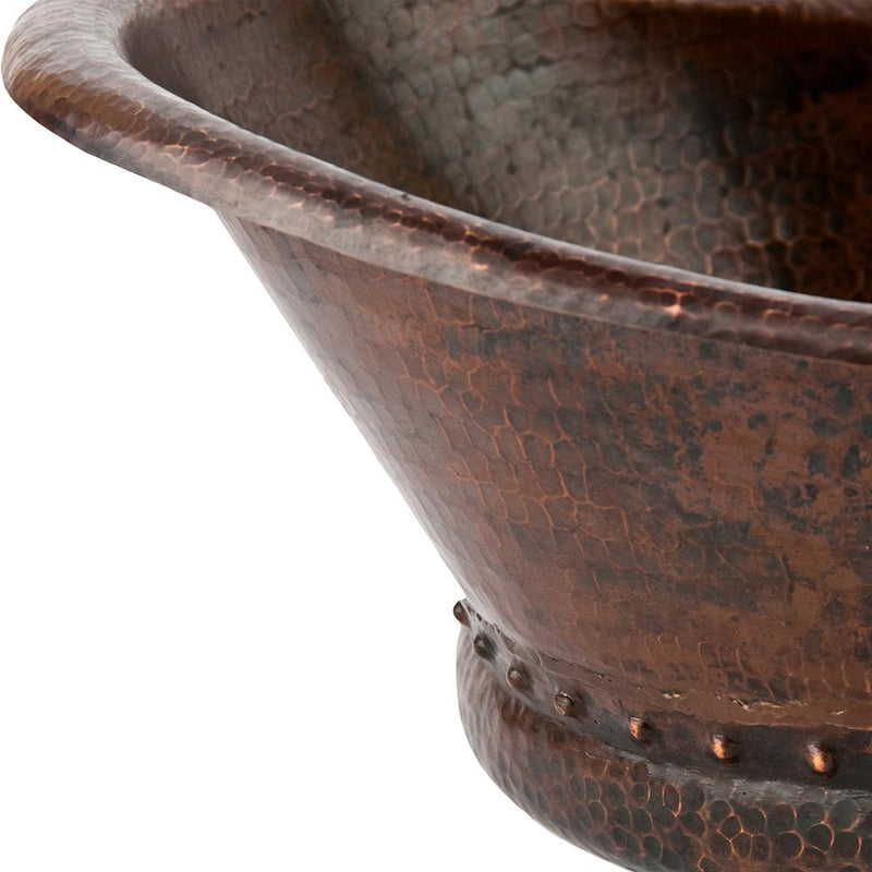 Rustic Premier Copper 20 inches Bathtub Vessel Hammered Copper Sink - VBT20DB