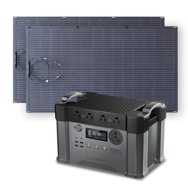 ALLPOWERS Solar Generator Kit 2400W S2000 Pro + SF200 200W Flexible Solar Panel