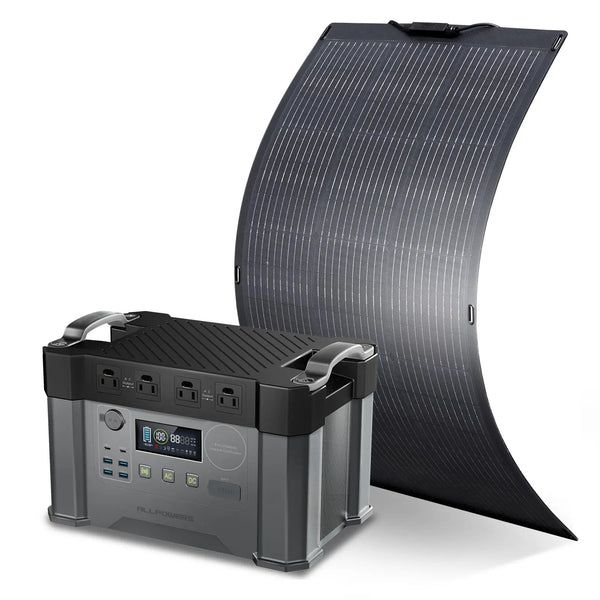 ALLPOWERS Solar Generator Kit 2000W S2000 + SF100 100W Flexible Solar Panel