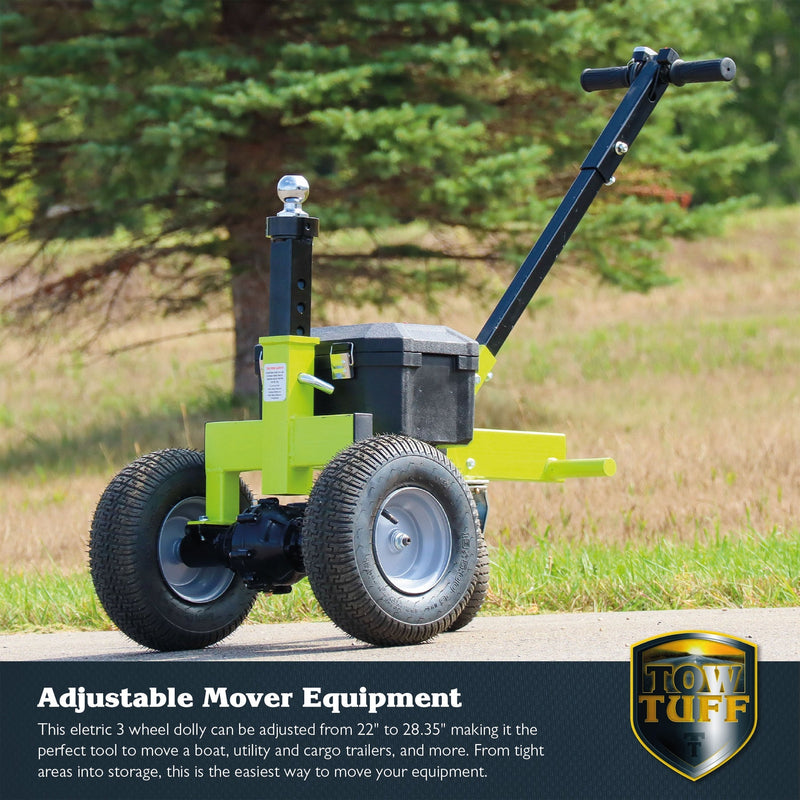 Tow Tuff TMD-35ETD8 Adjustable 3500 Lbs Capacity Electric Trailer Dolly, Green - 218124