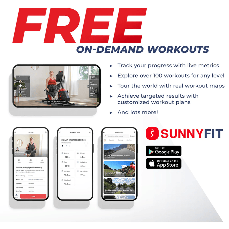 Sunny Health & Fitness Premium Indoor Cycling Smart Stationary Bike with Exclusive SunnyFit App Enhanced Bluetooth Connectivity