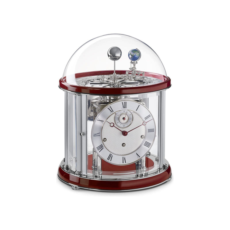 Hermle Red and Nickel TELLURIUM Clock 22823V20352