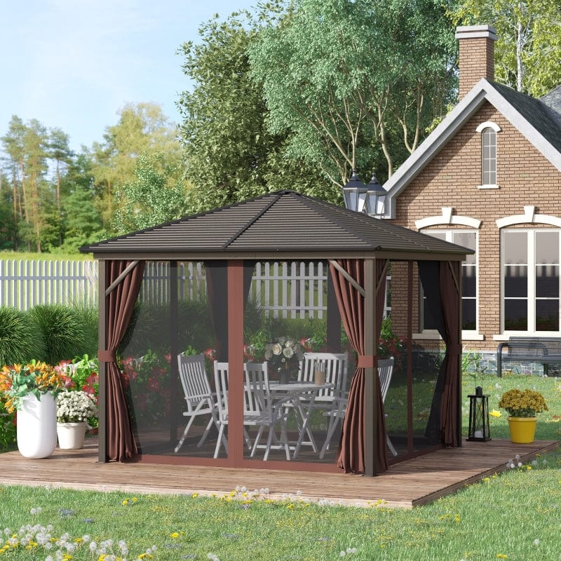 Outsunny 10x10 Hardtop Gazebo with Aluminum Frame - 84C-094V01BN