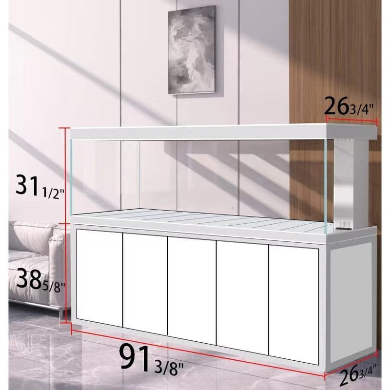 AQUA DREAM TEMPERED GLASS AQUARIUM 400 GALLON FISH TANK COMPLETE SET WHITE SILVER-AD-2320-WS