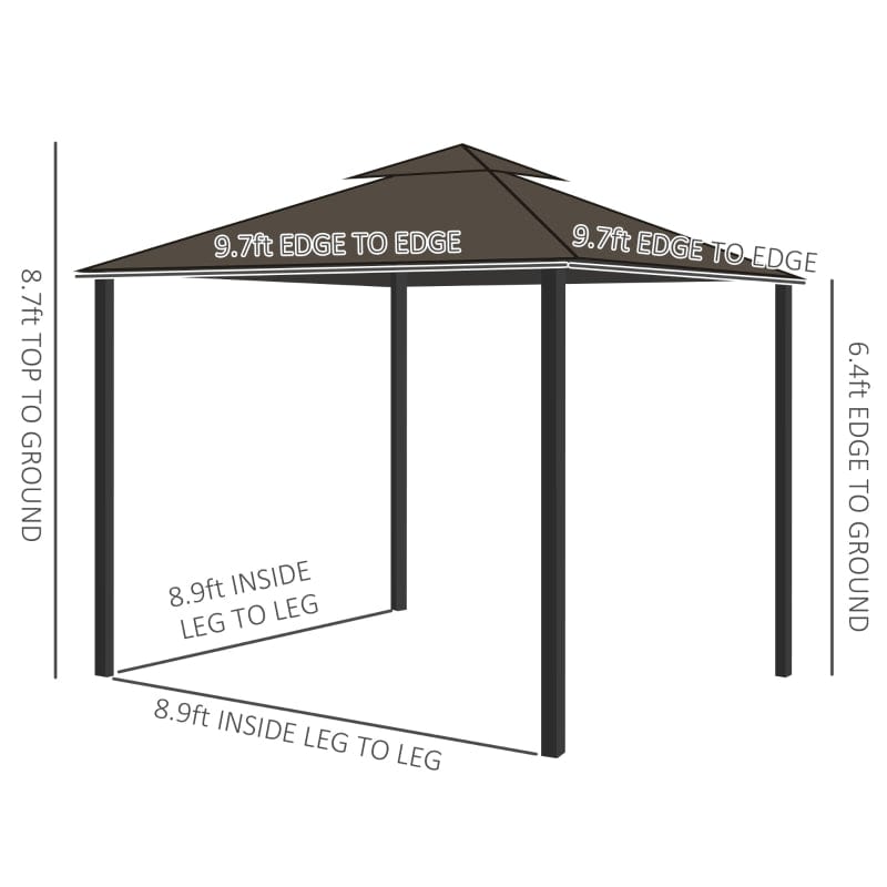 Outsunny 10' x 10' Patio Gazebo Outdoor Canopy Shelter - 84C-269CF