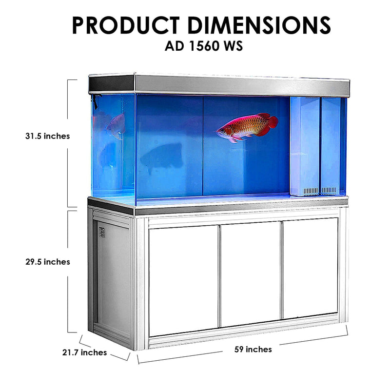 AQUA DREAM 200 GALLON TEMPERED GLASS AQUARIUM WHITE AND SILVER-AD-1560-WS