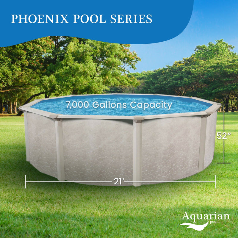 Aquarian Phoenix 21' x 52" Round Steel Frame Above Ground Outdoor Swimming Pool - 74472