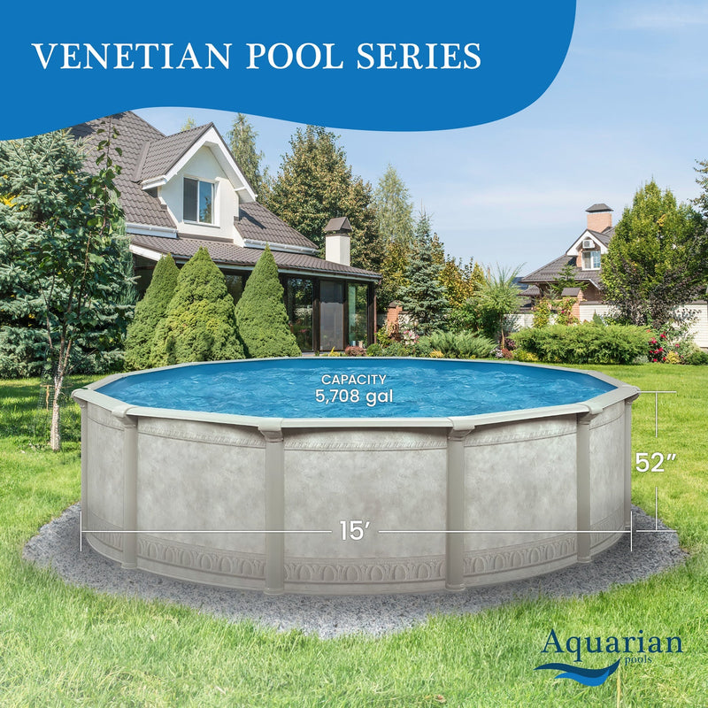 Aquarian 15' x 52" Khaki Venetian Round Above Ground Backyard Swimming Pool - 97432