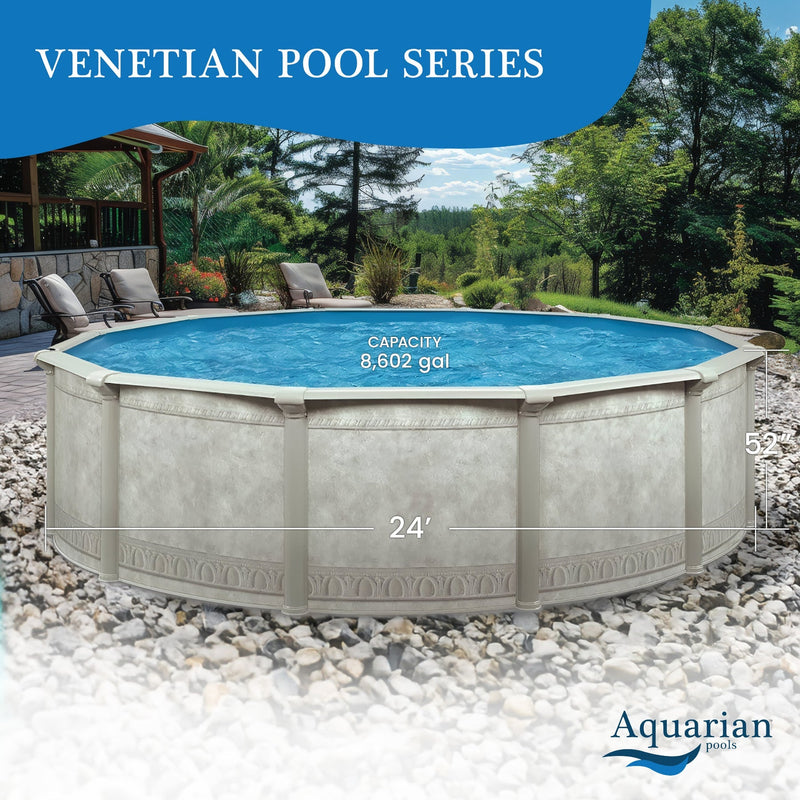 Aquarian Pools Khaki Venetian 24ft x 52in Outdoor Above Ground Swimming Pool - 97435