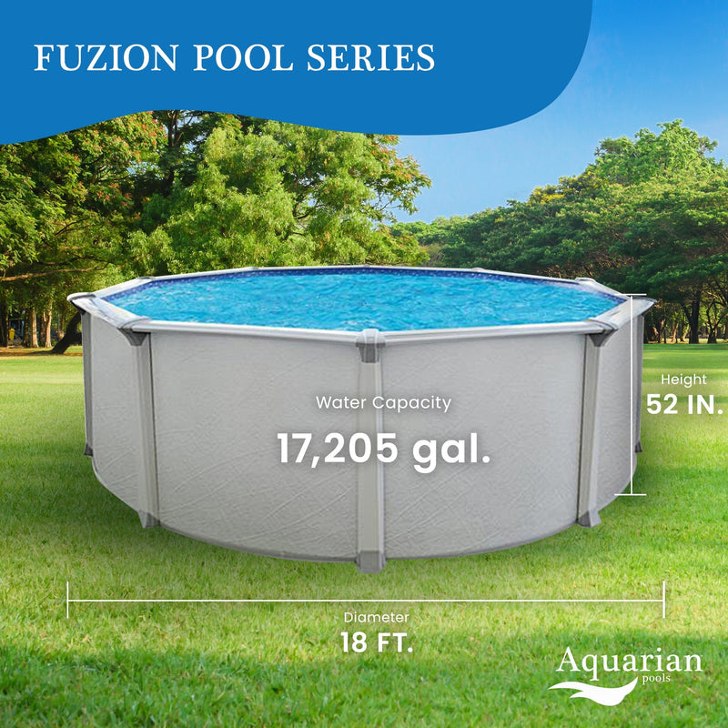 Aquarian Pools Fuzion Series 18 Feet x 52 Inch Round Above Ground Swimming Pool - 179855