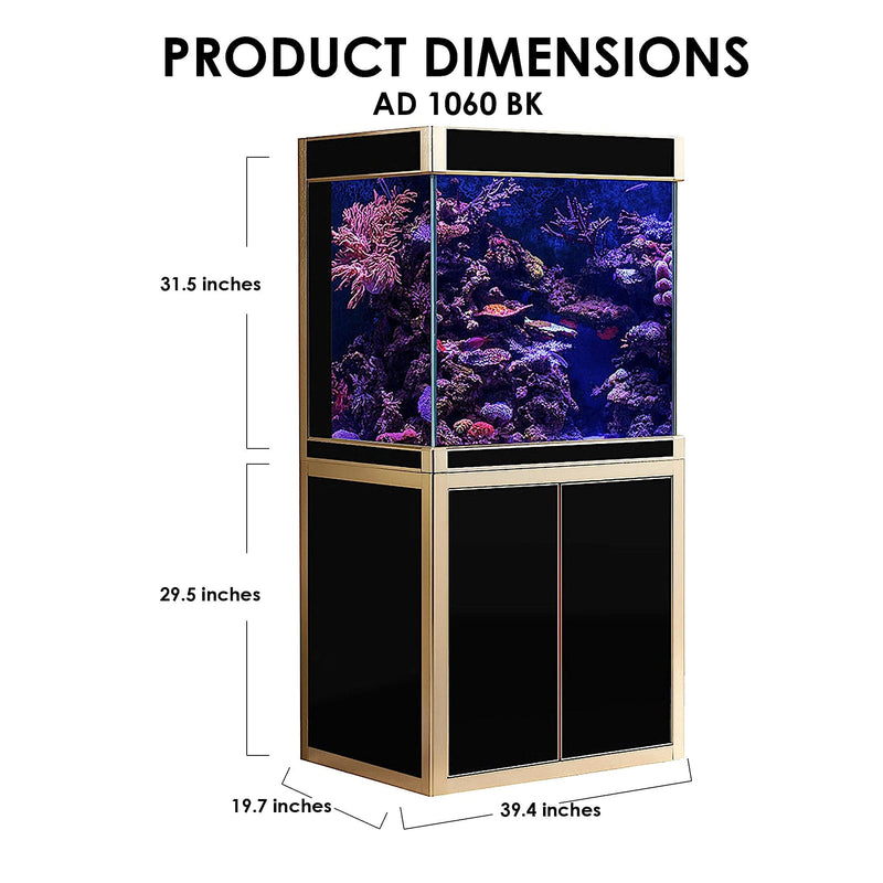 AQUA DREAM 100 GALLON TEMPERED GLASS AQUARIUM BLACK AND GOLD-AD-1060-BK