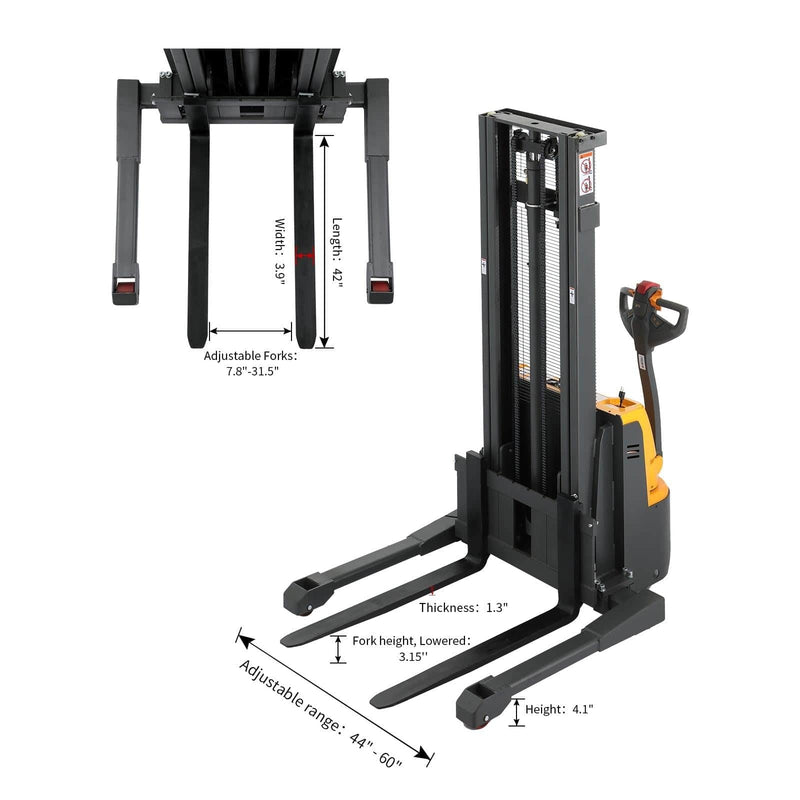 Apollolift Powered Forklift Full Electric Walkie Stacker 2640lbs Cap. Straddle Legs.98" lifting A-3038 - Backyard Provider