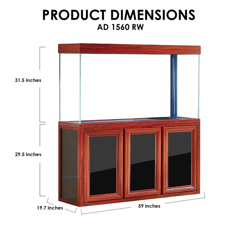 AQUA DREAM 175 GALLON TEMPERED GLASS AQUARIUM REDWOOD-AD-1560-RW