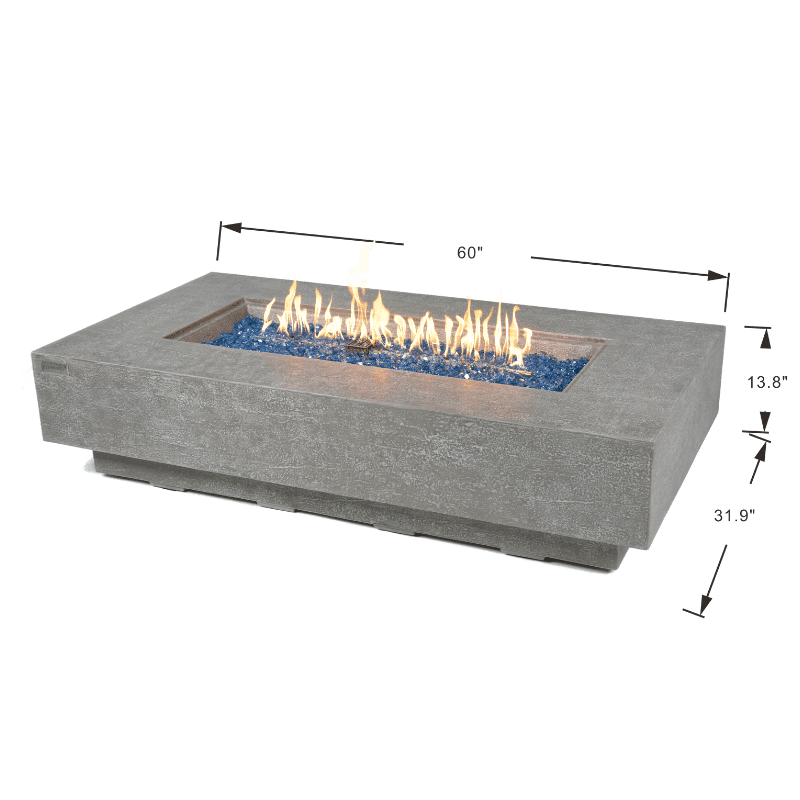 Elementi Plus - Riviera Rectangular Concrete Fire Pit Table - OFG415LG