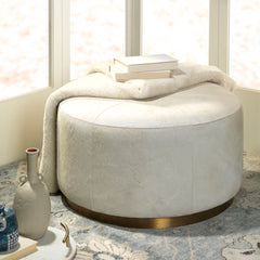 Jamie Young Thackeray Round Pouf, Large -D. 20THAC-LGWH