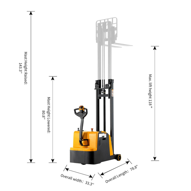 Apollolift Counterbalanced Electric Stacker 1200lbs 118" High - Backyard Provider