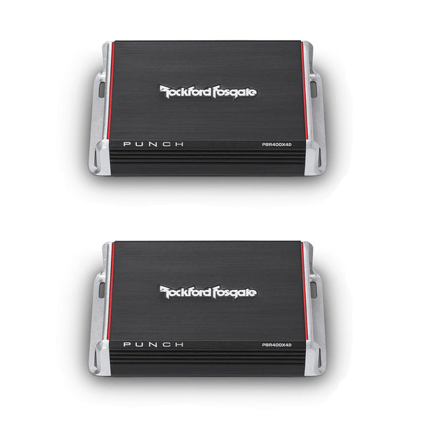 Rockford Fosgate PBR400X4D Punch 400W Compact Full Range 4 Channel Amp 2 Pack - 194245