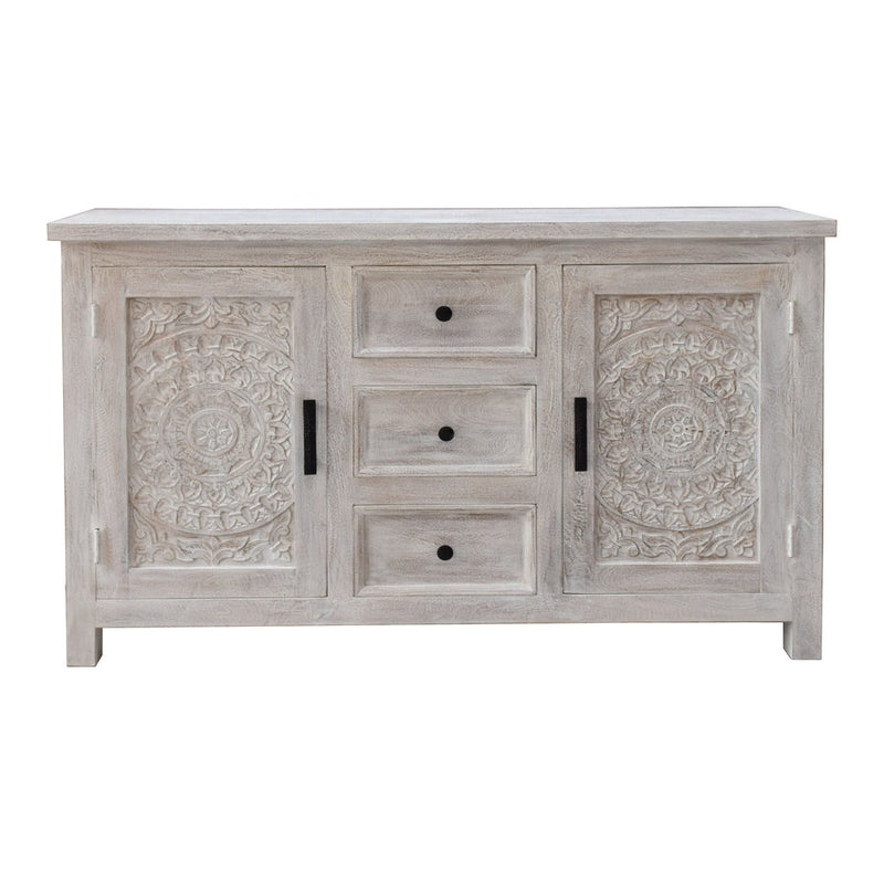 Coast2Coast Home Juliana Two Door Three Drawer Credenza Flora White Wash - 37124