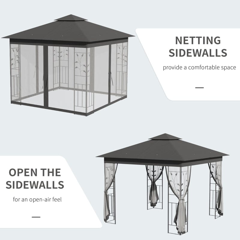 Outsunny 10' x 10' Outdoor Patio Gazebo Canopy - 84C-100GY